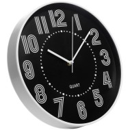 Relógio De Parede 30,5cm Por 4,5cm Quartz De Plástico Branco com Preto